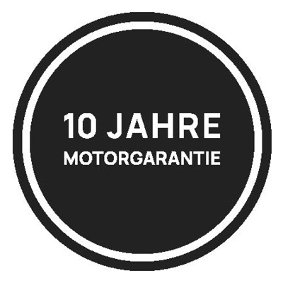 Ein Bild des 10 Jahre Motorgarantie Logos.