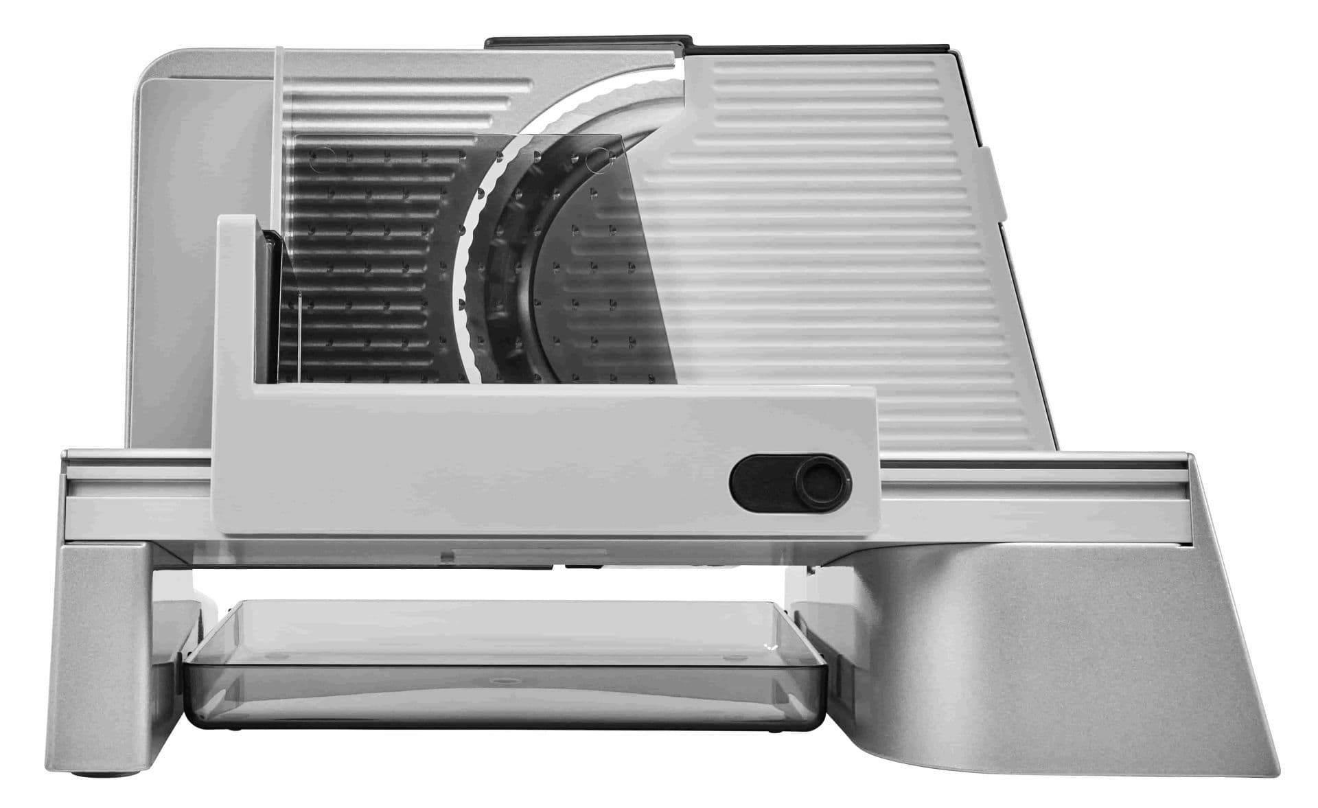 Elektrischer Allesschneider in silber, Rückansicht