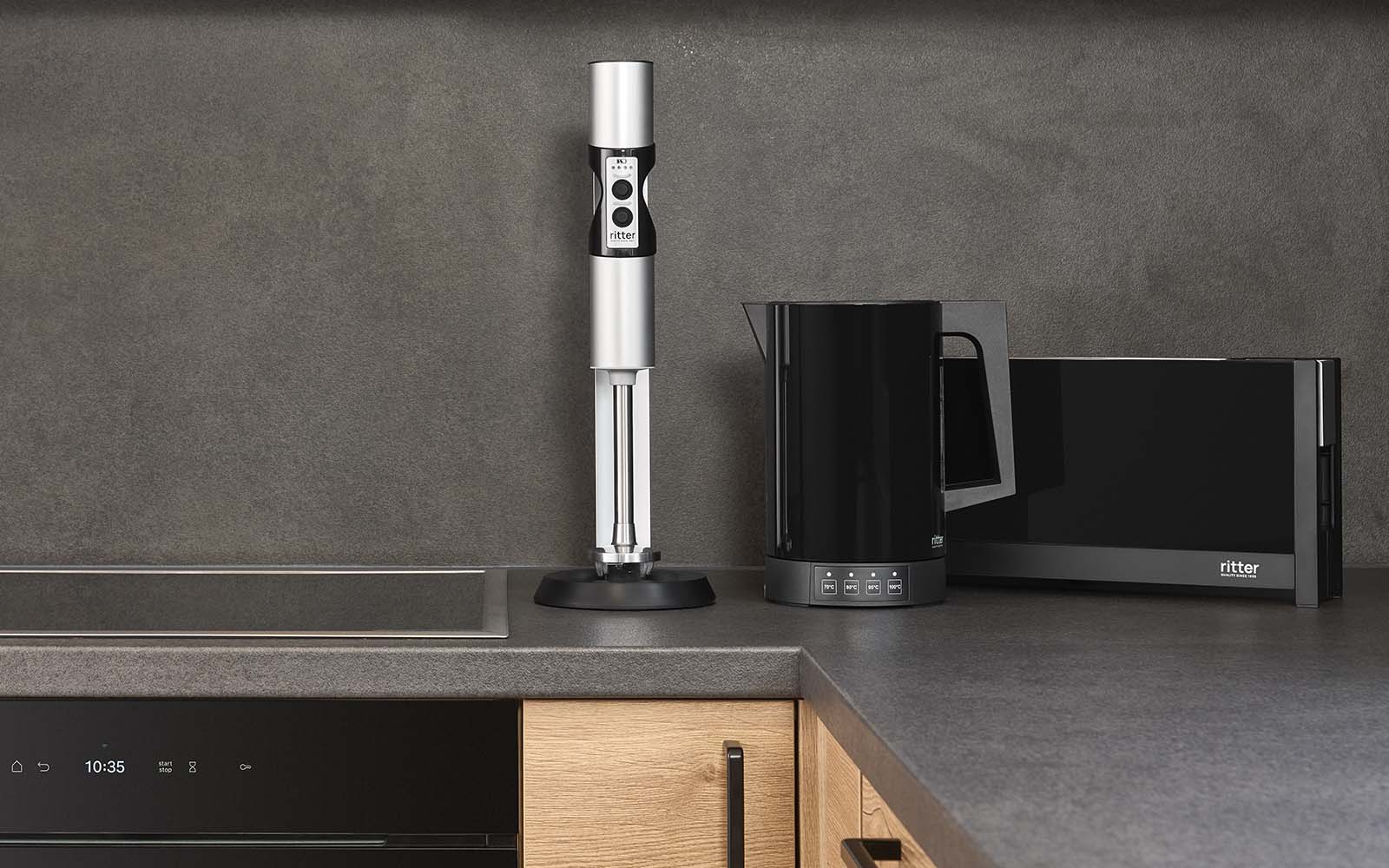 Breakfast set in modern kitchen