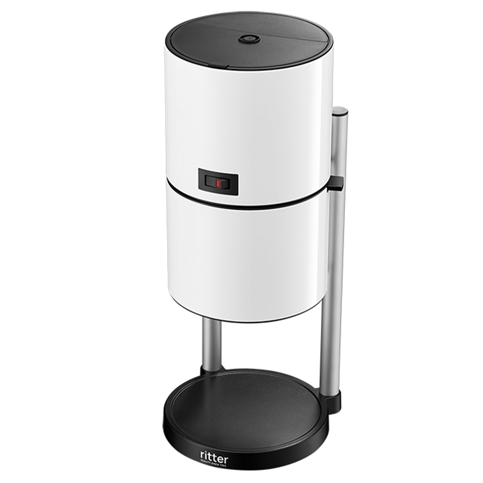 A picture of the white coffee maker without the vacuum jug.