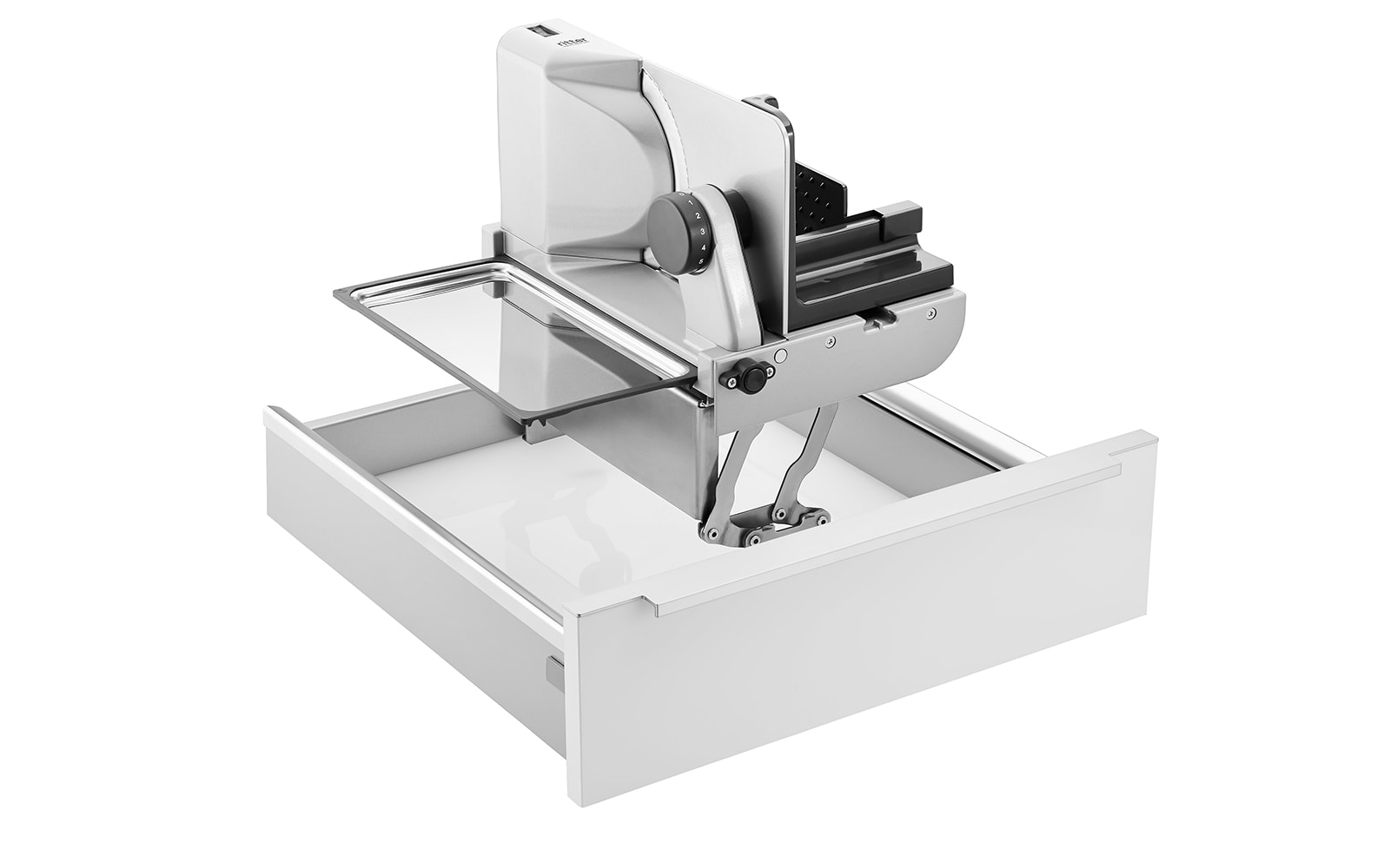 A picture of a right-guided built-in food slicer.