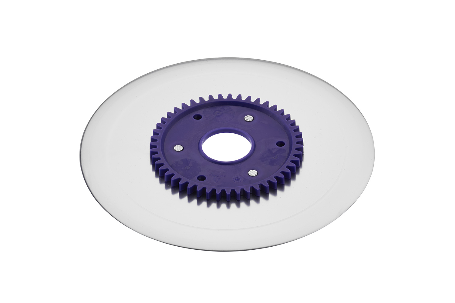 Ham- and sausage circular blade with non-sticking coating and purple gear
