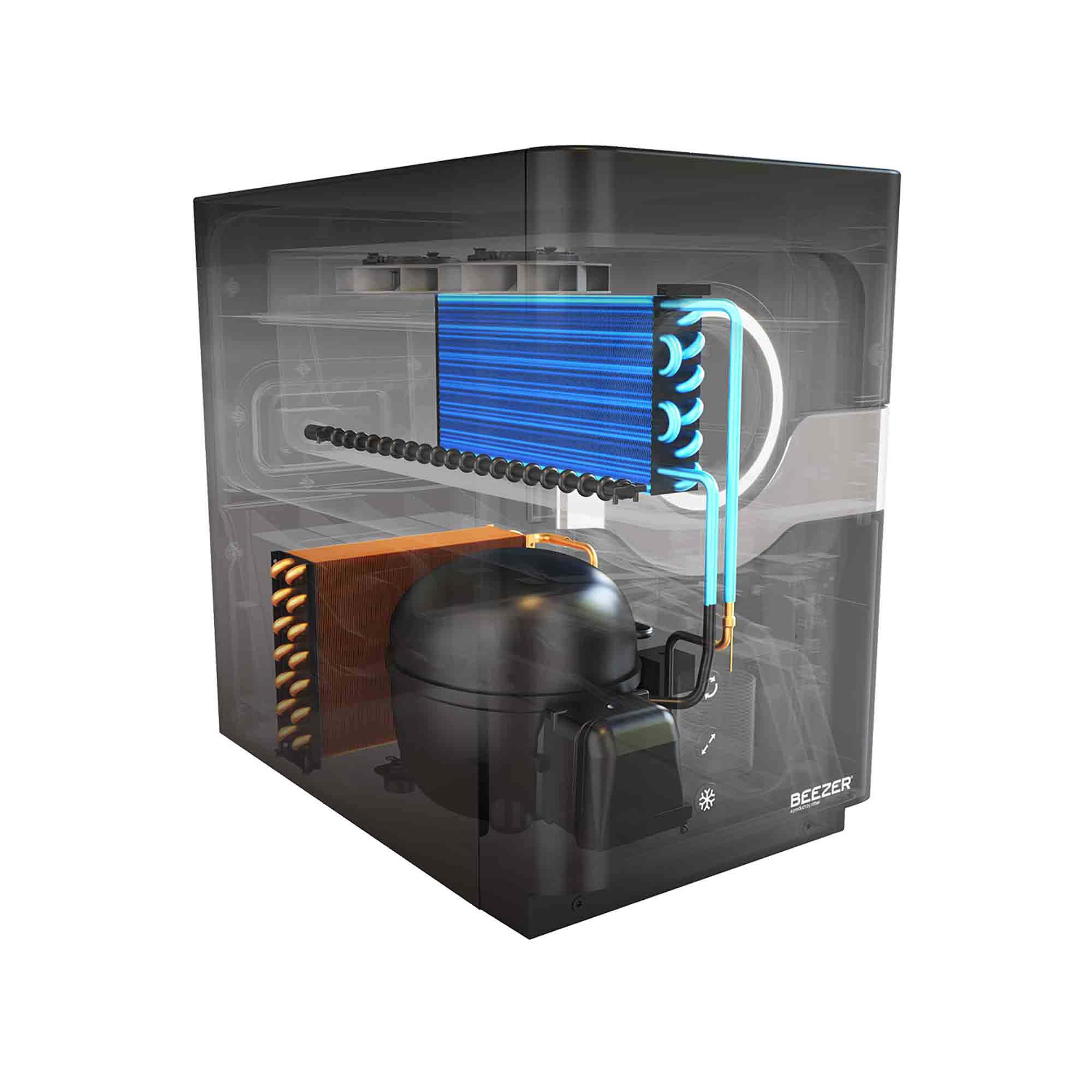 BEEZER Darstellung der Technologie, die im BEEZER Getränkekühler integriert ist