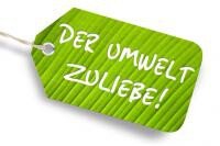 Ein Bild von einem grünen "Der Umwelt zuliebe" Sticker. Ein Bild von einem grünen "Der Umwelt zuliebe" Sticker.