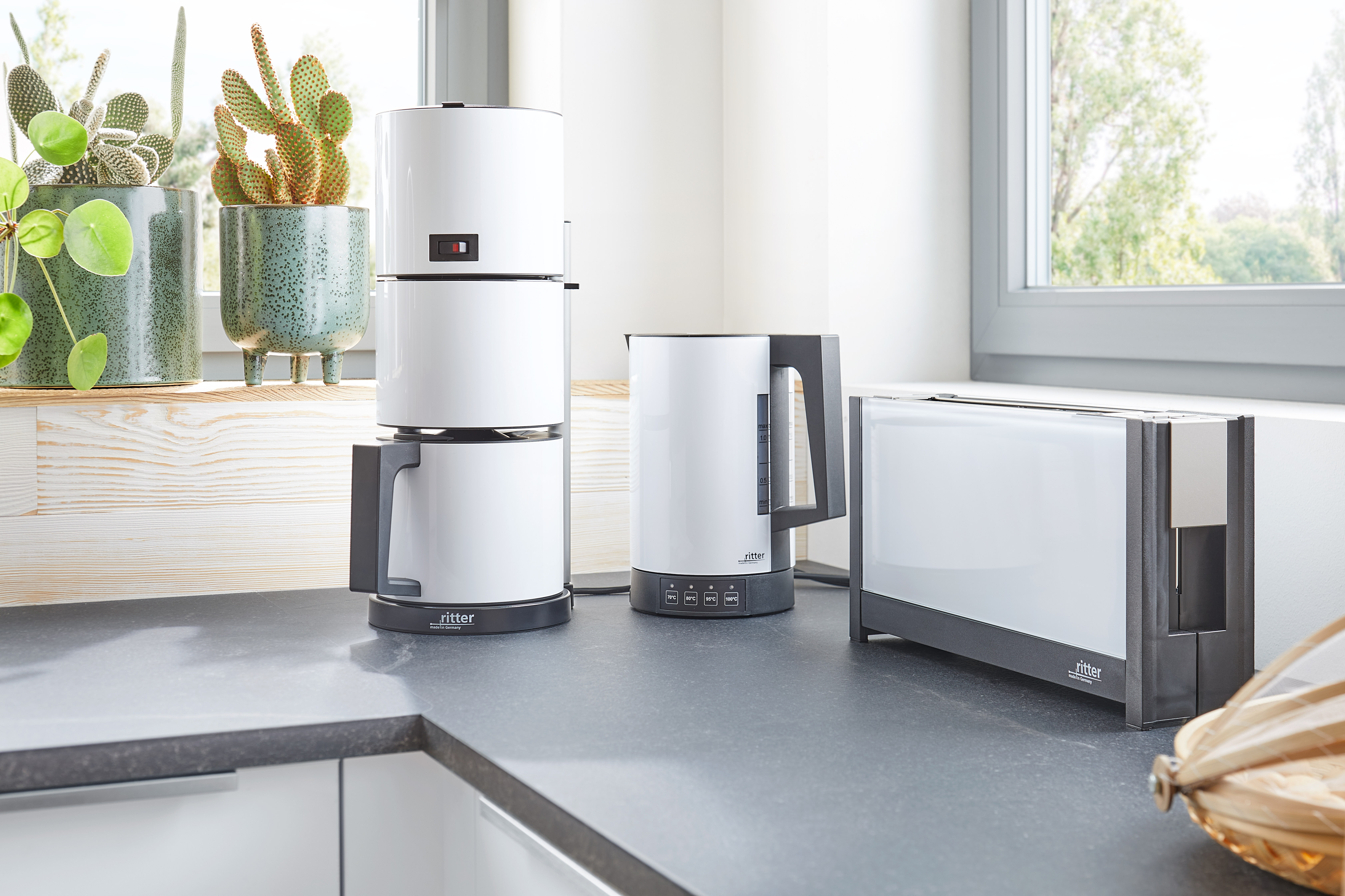 Breakfast set in modern kitchen