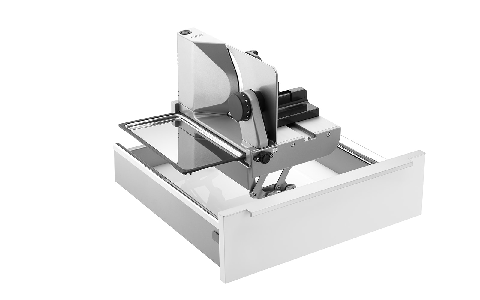 A picture of a right-guided built-in food slicer.