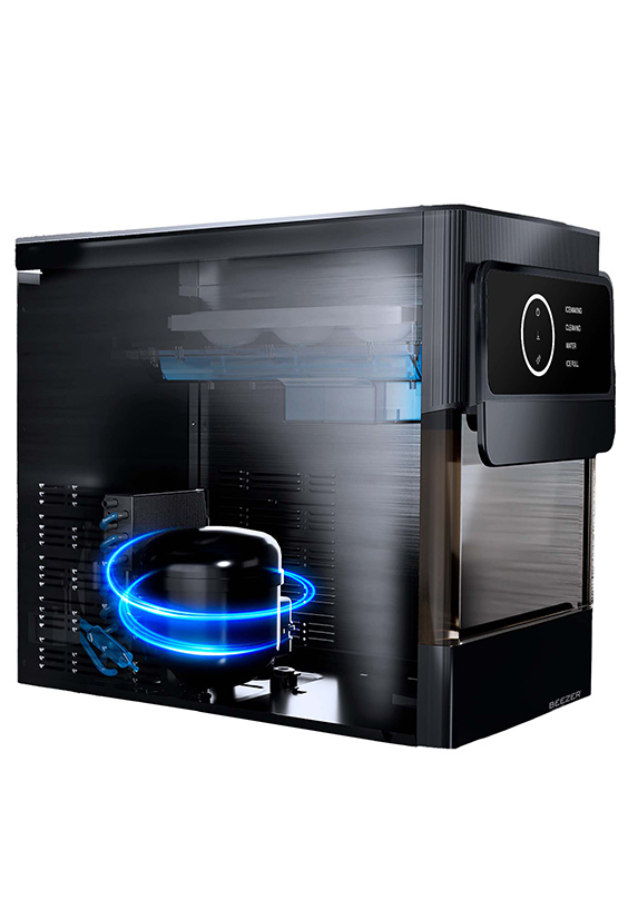 Schwarze Eiskugelmaschine Ansicht Innenaufbau