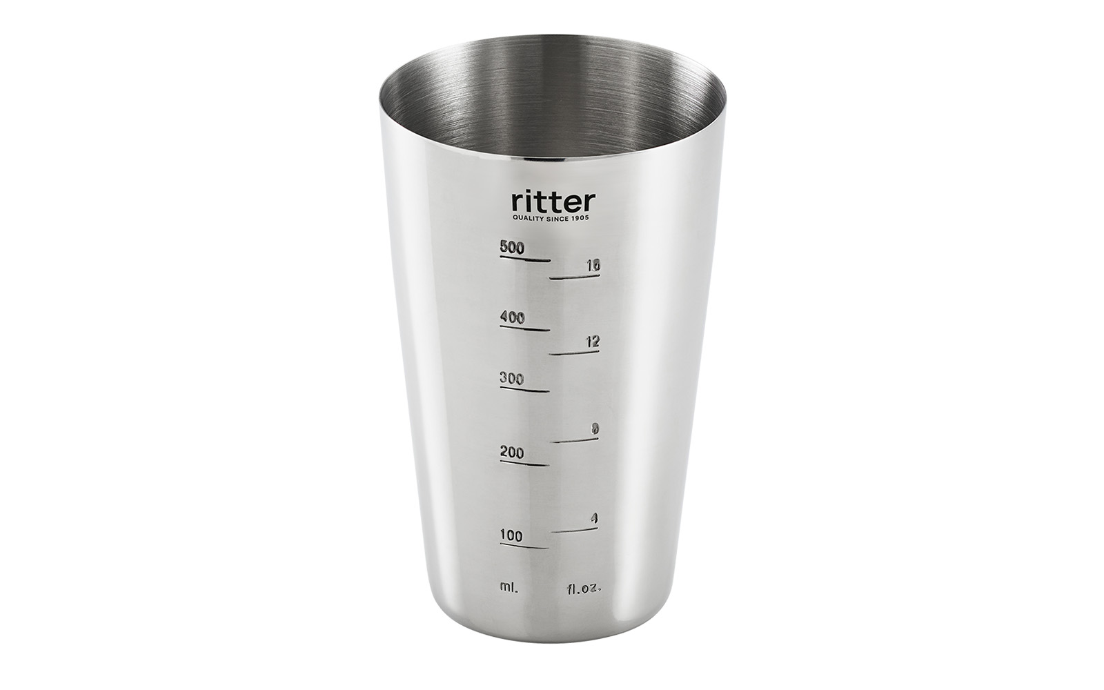 A picture of the stainless steel measuring cup.
