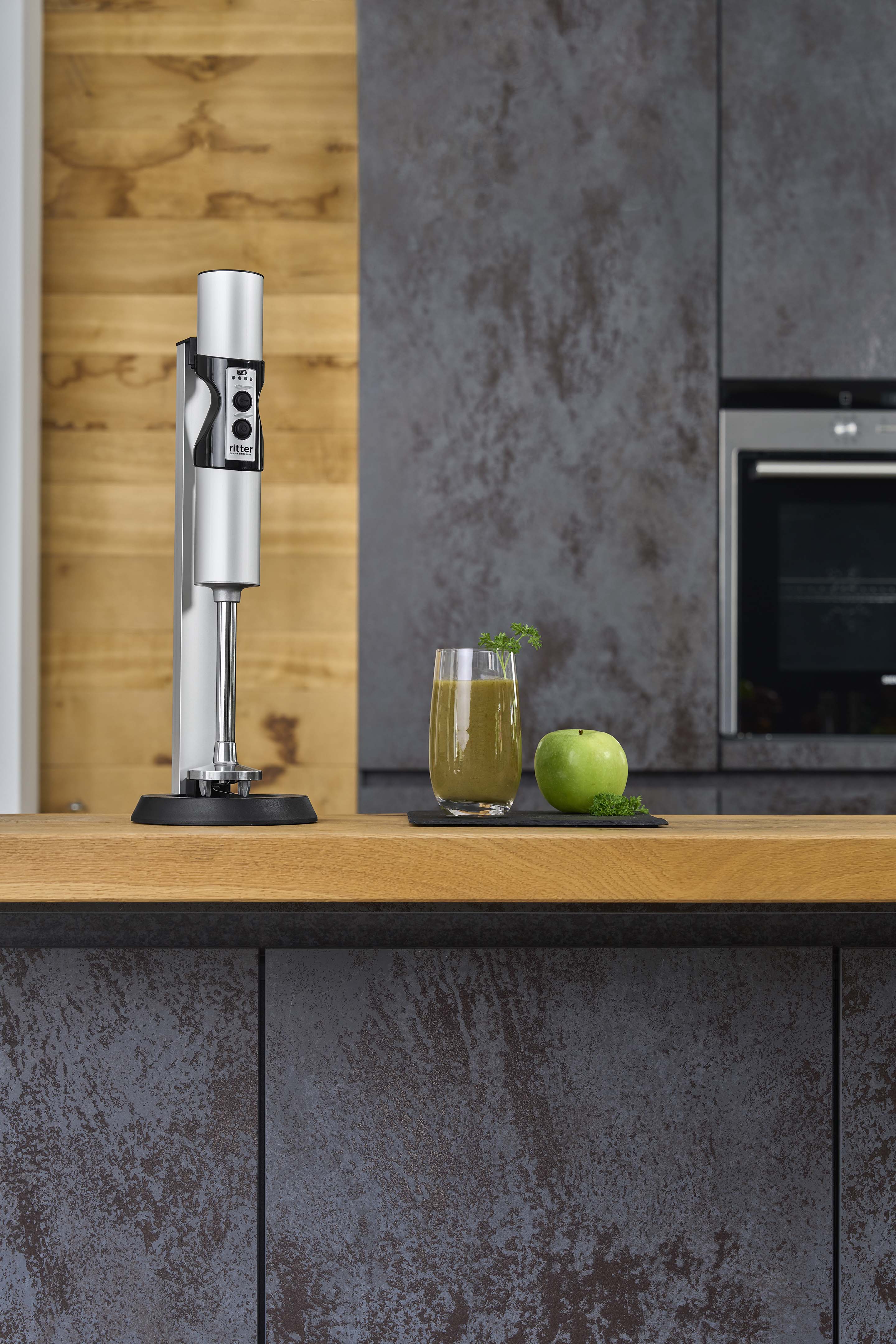 Electric hand blender in a modern kitchen