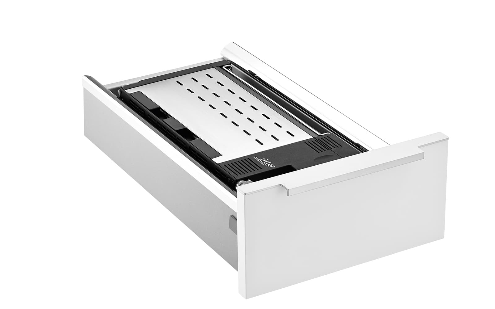 The built-in toaster oven folded into a drawer.