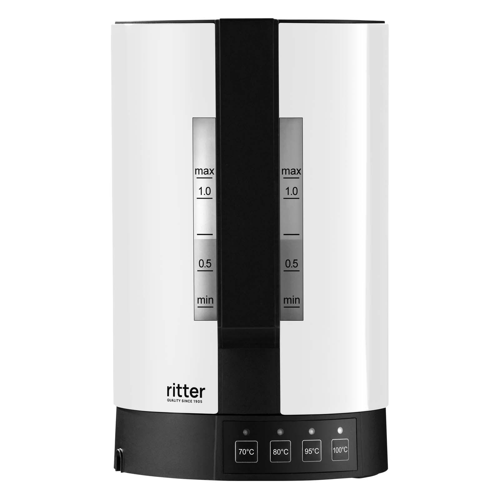 The water level bar of the white kettle.