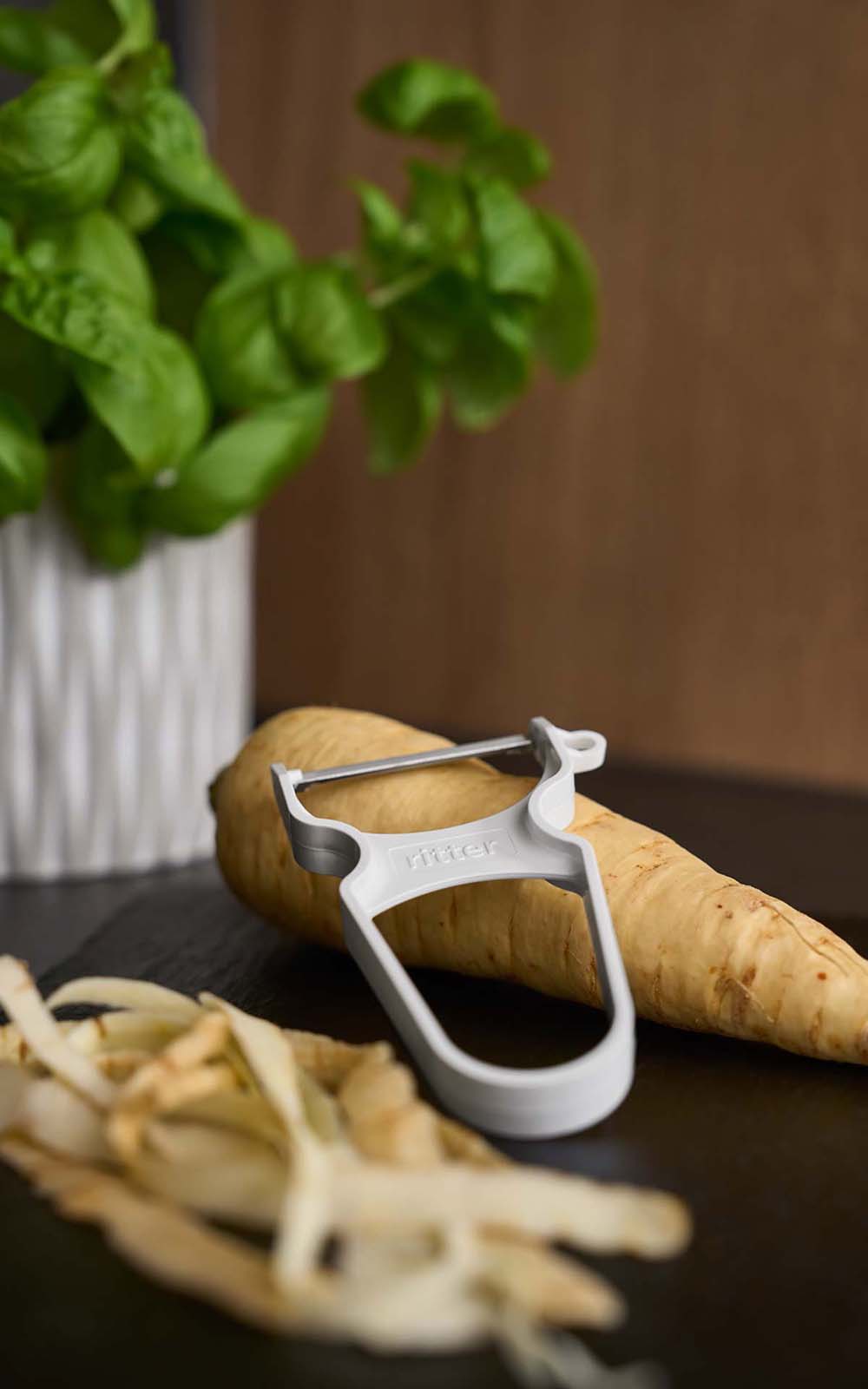 peeler with radish and basil peeler with radish and basil