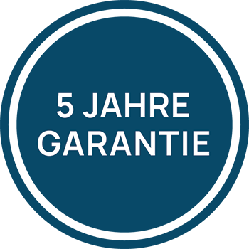 Ein Bild des 5 Jahre Garantie Logos. Ein Bild des 5 Jahre Garantie Logos.