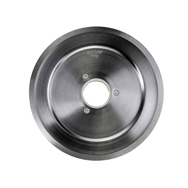 Glattes Schinken-/Aufschnittmesser mit weißem Zahnrad Glattes Schinken-/Aufschnittmesser mit weißem Zahnrad