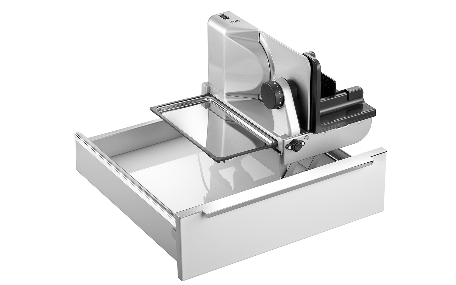 A picture of a right-guided built-in food slicer.