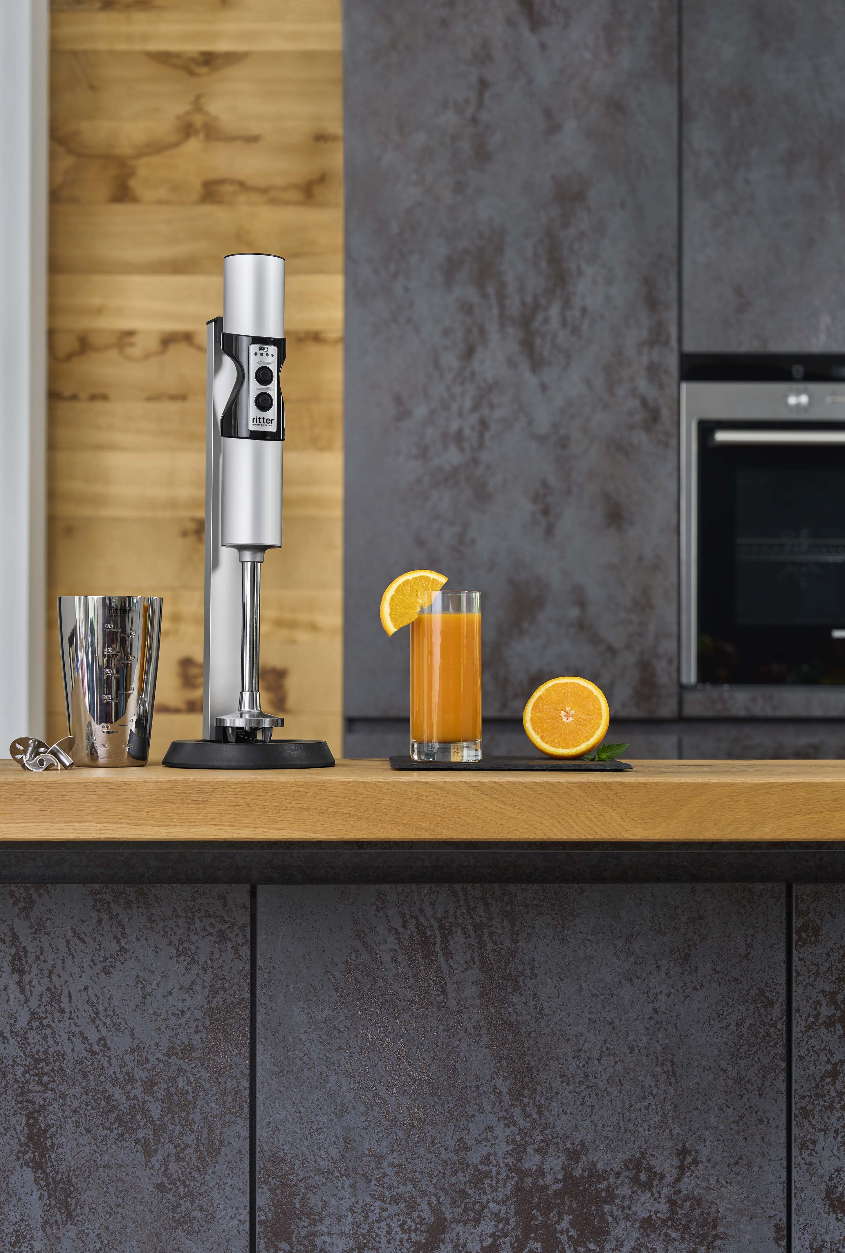 Electric hand blender in a modern kitchen