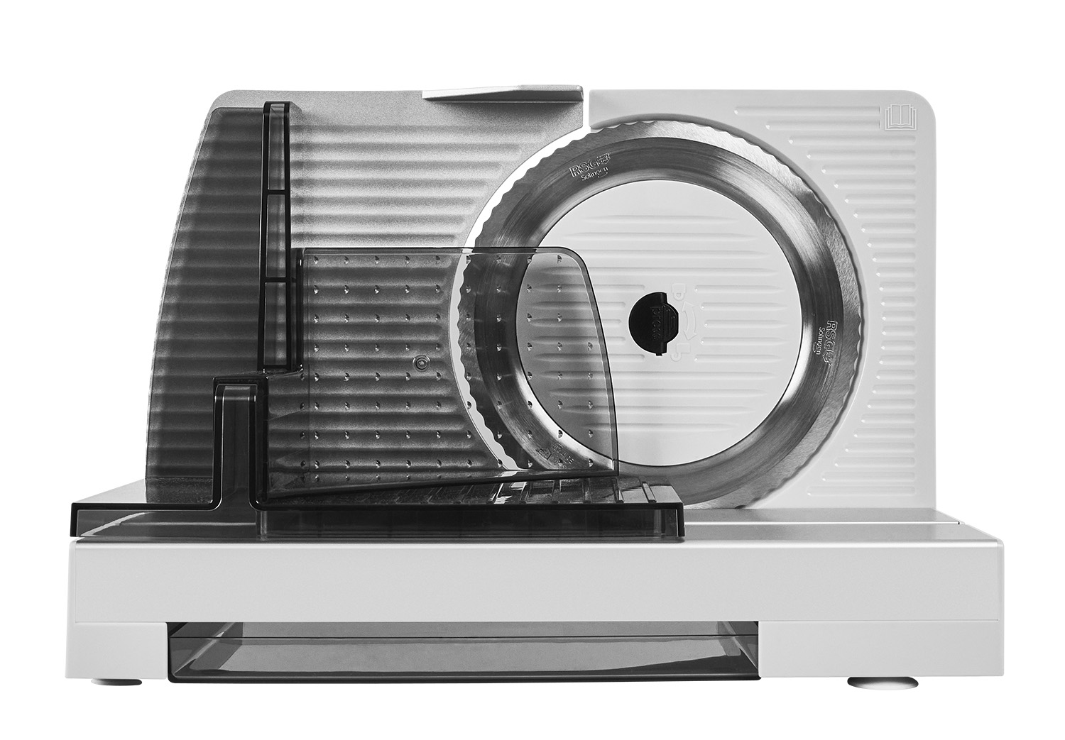 Elektrischer Allesschneider in silber, Rückansicht